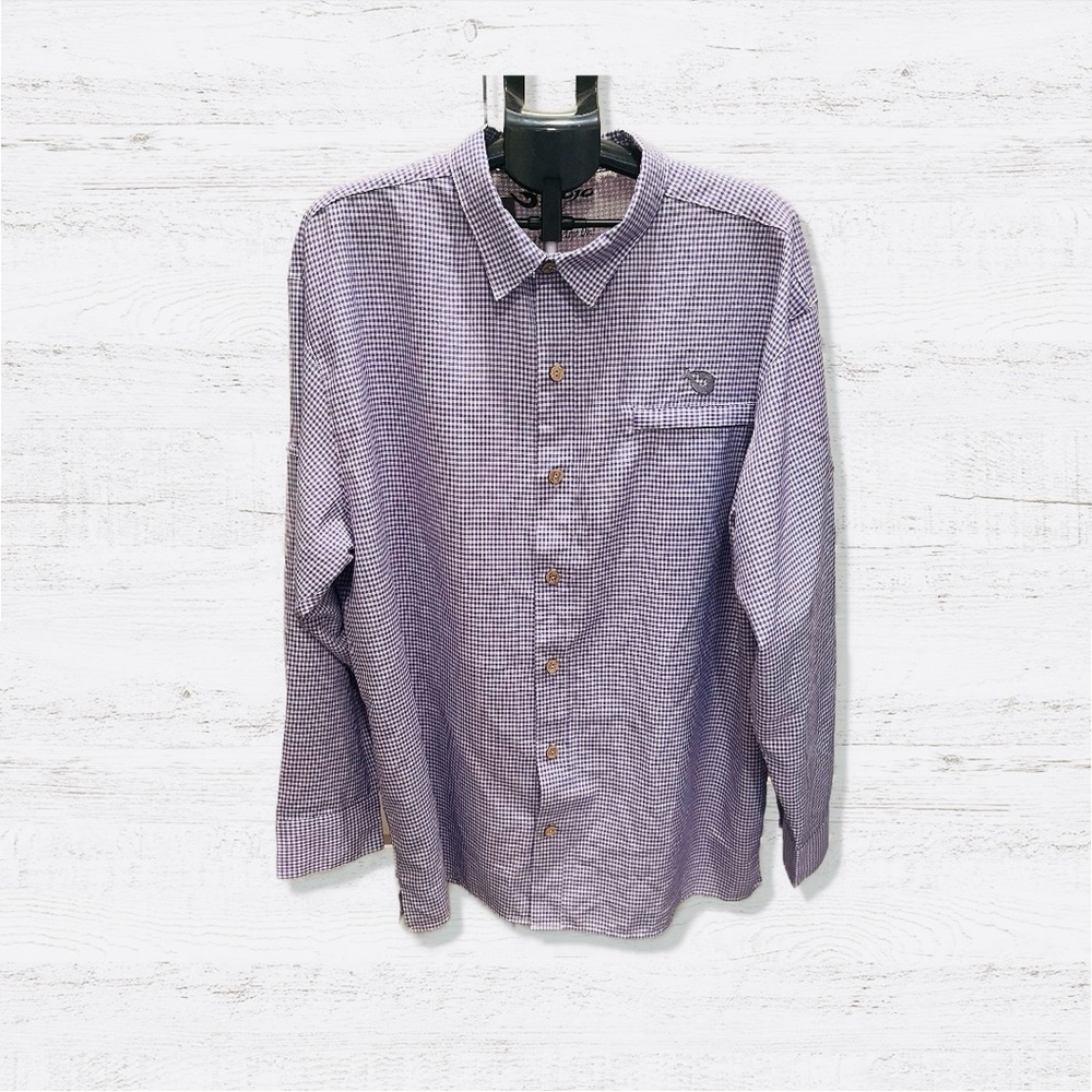 Mojo Sportswear Company Long Sleeve Button Down Shirt Purple Checkered Size 3XL
